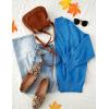imageZESICA Womens Fall Casual Long Sleeve Crew Neck Side Slit Oversized Ribbed Knit Pullover Sweater TopsBrightblue