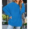 imageZESICA Womens Fall Casual Long Sleeve Crew Neck Side Slit Oversized Ribbed Knit Pullover Sweater TopsBrightblue
