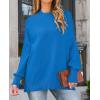 imageZESICA Womens Fall Casual Long Sleeve Crew Neck Side Slit Oversized Ribbed Knit Pullover Sweater TopsBrightblue