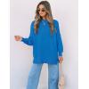 imageZESICA Womens Fall Casual Long Sleeve Crew Neck Side Slit Oversized Ribbed Knit Pullover Sweater TopsBrightblue