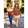 imageZESICA Womens Fall Casual Long Sleeve Crew Neck Side Slit Oversized Ribbed Knit Pullover Sweater TopsCaramel