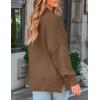 imageZESICA Womens Fall Casual Long Sleeve Crew Neck Side Slit Oversized Ribbed Knit Pullover Sweater TopsCoffee