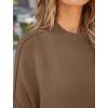 imageZESICA Womens Fall Casual Long Sleeve Crew Neck Side Slit Oversized Ribbed Knit Pullover Sweater TopsCoffee