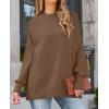 imageZESICA Womens Fall Casual Long Sleeve Crew Neck Side Slit Oversized Ribbed Knit Pullover Sweater TopsCoffee