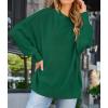 imageZESICA Womens Fall Casual Long Sleeve Crew Neck Side Slit Oversized Ribbed Knit Pullover Sweater TopsDarkgreen