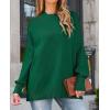 imageZESICA Womens Fall Casual Long Sleeve Crew Neck Side Slit Oversized Ribbed Knit Pullover Sweater TopsDarkgreen