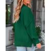 imageZESICA Womens Fall Casual Long Sleeve Crew Neck Side Slit Oversized Ribbed Knit Pullover Sweater TopsDarkgreen