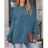 imageZESICA Womens Fall Casual Long Sleeve Crew Neck Side Slit Oversized Ribbed Knit Pullover Sweater TopsDustyblue