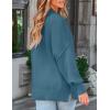 imageZESICA Womens Fall Casual Long Sleeve Crew Neck Side Slit Oversized Ribbed Knit Pullover Sweater TopsDustyblue