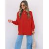 imageZESICA Womens Fall Casual Long Sleeve Crew Neck Side Slit Oversized Ribbed Knit Pullover Sweater TopsFirered