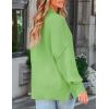 imageZESICA Womens Fall Casual Long Sleeve Crew Neck Side Slit Oversized Ribbed Knit Pullover Sweater TopsGreen