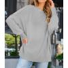 imageZESICA Womens Fall Casual Long Sleeve Crew Neck Side Slit Oversized Ribbed Knit Pullover Sweater TopsGrey