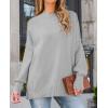 imageZESICA Womens Fall Casual Long Sleeve Crew Neck Side Slit Oversized Ribbed Knit Pullover Sweater TopsGrey