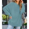 imageZESICA Womens Fall Casual Long Sleeve Crew Neck Side Slit Oversized Ribbed Knit Pullover Sweater TopsLake