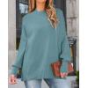 imageZESICA Womens Fall Casual Long Sleeve Crew Neck Side Slit Oversized Ribbed Knit Pullover Sweater TopsLake