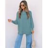 imageZESICA Womens Fall Casual Long Sleeve Crew Neck Side Slit Oversized Ribbed Knit Pullover Sweater TopsLake