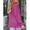 imageZESICA Womens Fall Casual Long Sleeve Crew Neck Side Slit Oversized Ribbed Knit Pullover Sweater TopsLilac