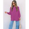 imageZESICA Womens Fall Casual Long Sleeve Crew Neck Side Slit Oversized Ribbed Knit Pullover Sweater TopsLilac