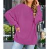 imageZESICA Womens Fall Casual Long Sleeve Crew Neck Side Slit Oversized Ribbed Knit Pullover Sweater TopsLilac