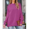 imageZESICA Womens Fall Casual Long Sleeve Crew Neck Side Slit Oversized Ribbed Knit Pullover Sweater TopsLilac