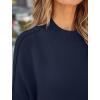 imageZESICA Womens Fall Casual Long Sleeve Crew Neck Side Slit Oversized Ribbed Knit Pullover Sweater TopsNavy