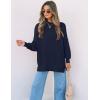 imageZESICA Womens Fall Casual Long Sleeve Crew Neck Side Slit Oversized Ribbed Knit Pullover Sweater TopsNavy