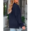 imageZESICA Womens Fall Casual Long Sleeve Crew Neck Side Slit Oversized Ribbed Knit Pullover Sweater TopsNavy