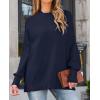 imageZESICA Womens Fall Casual Long Sleeve Crew Neck Side Slit Oversized Ribbed Knit Pullover Sweater TopsNavy