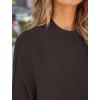 imageZESICA Womens Fall Casual Long Sleeve Crew Neck Side Slit Oversized Ribbed Knit Pullover Sweater TopsNutmeg