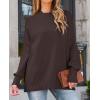imageZESICA Womens Fall Casual Long Sleeve Crew Neck Side Slit Oversized Ribbed Knit Pullover Sweater TopsNutmeg