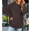 imageZESICA Womens Fall Casual Long Sleeve Crew Neck Side Slit Oversized Ribbed Knit Pullover Sweater TopsNutmeg