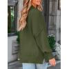 imageZESICA Womens Fall Casual Long Sleeve Crew Neck Side Slit Oversized Ribbed Knit Pullover Sweater TopsOlive