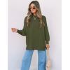 imageZESICA Womens Fall Casual Long Sleeve Crew Neck Side Slit Oversized Ribbed Knit Pullover Sweater TopsOlive