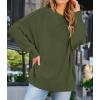 imageZESICA Womens Fall Casual Long Sleeve Crew Neck Side Slit Oversized Ribbed Knit Pullover Sweater TopsOlive