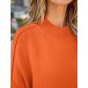 imageZESICA Womens Fall Casual Long Sleeve Crew Neck Side Slit Oversized Ribbed Knit Pullover Sweater TopsOrange