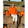 imageZESICA Womens Fall Casual Long Sleeve Crew Neck Side Slit Oversized Ribbed Knit Pullover Sweater TopsOrange
