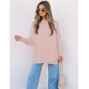 imageZESICA Womens Fall Casual Long Sleeve Crew Neck Side Slit Oversized Ribbed Knit Pullover Sweater TopsPink