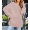 imageZESICA Womens Fall Casual Long Sleeve Crew Neck Side Slit Oversized Ribbed Knit Pullover Sweater TopsPink