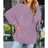 imageZESICA Womens Fall Casual Long Sleeve Crew Neck Side Slit Oversized Ribbed Knit Pullover Sweater TopsPurple