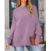 imageZESICA Womens Fall Casual Long Sleeve Crew Neck Side Slit Oversized Ribbed Knit Pullover Sweater TopsPurple