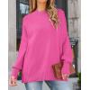 imageZESICA Womens Fall Casual Long Sleeve Crew Neck Side Slit Oversized Ribbed Knit Pullover Sweater TopsRose