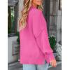 imageZESICA Womens Fall Casual Long Sleeve Crew Neck Side Slit Oversized Ribbed Knit Pullover Sweater TopsRose