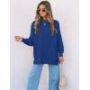 imageZESICA Womens Fall Casual Long Sleeve Crew Neck Side Slit Oversized Ribbed Knit Pullover Sweater TopsRoyalblue