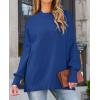 imageZESICA Womens Fall Casual Long Sleeve Crew Neck Side Slit Oversized Ribbed Knit Pullover Sweater TopsRoyalblue