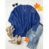 imageZESICA Womens Fall Casual Long Sleeve Crew Neck Side Slit Oversized Ribbed Knit Pullover Sweater TopsRoyalblue