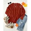 imageZESICA Womens Fall Casual Long Sleeve Crew Neck Side Slit Oversized Ribbed Knit Pullover Sweater TopsRust