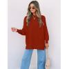 imageZESICA Womens Fall Casual Long Sleeve Crew Neck Side Slit Oversized Ribbed Knit Pullover Sweater TopsRust