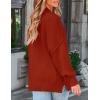 imageZESICA Womens Fall Casual Long Sleeve Crew Neck Side Slit Oversized Ribbed Knit Pullover Sweater TopsRust