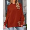 imageZESICA Womens Fall Casual Long Sleeve Crew Neck Side Slit Oversized Ribbed Knit Pullover Sweater TopsRust