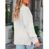 imageZESICA Womens Fall Casual Long Sleeve Crew Neck Side Slit Oversized Ribbed Knit Pullover Sweater TopsWhite